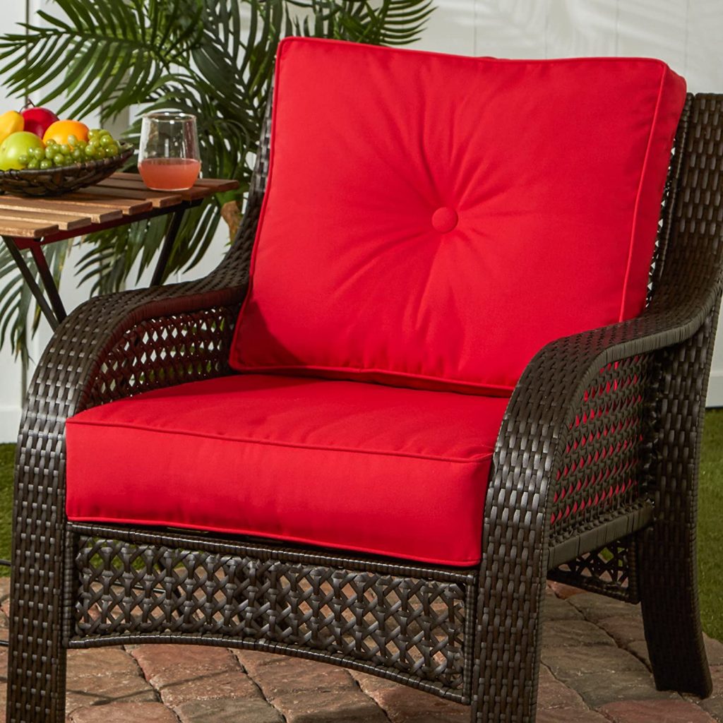 Red Color wicker Chair Cushion Charlton home fabric