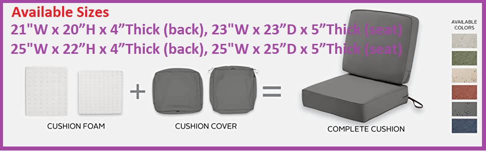  Water-Resistant Outdoor Cushions Covers 25x25 x 5  